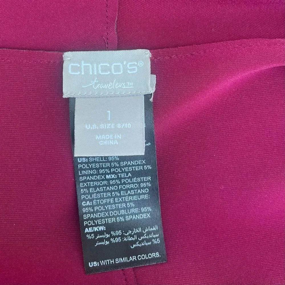 Chicos Travelers Sz 1 (Med 8-10)‎ Open Front Jacket Deep Merlot Blazer Pockets